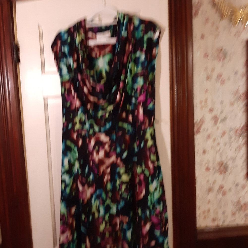 Jessica Simpson dress.  Neon camo type print.